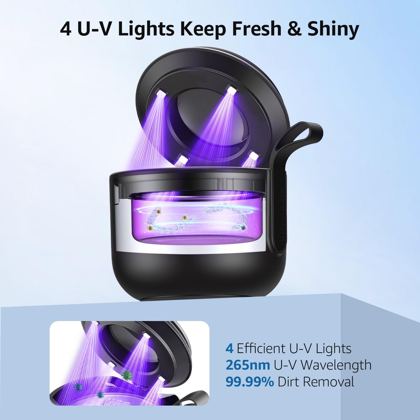 Guyyr Ultrasonic Retainer Cleaner Machine – 48kHz Cordless Waterproof Dental & Jewelry Cleaner