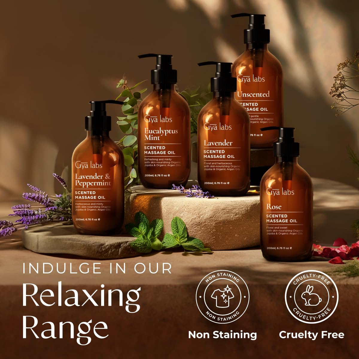Gya Labs Calming Massage Oil - 6.76 Fl Oz - Non-Greasy Sore Muscle Relief & Relaxation