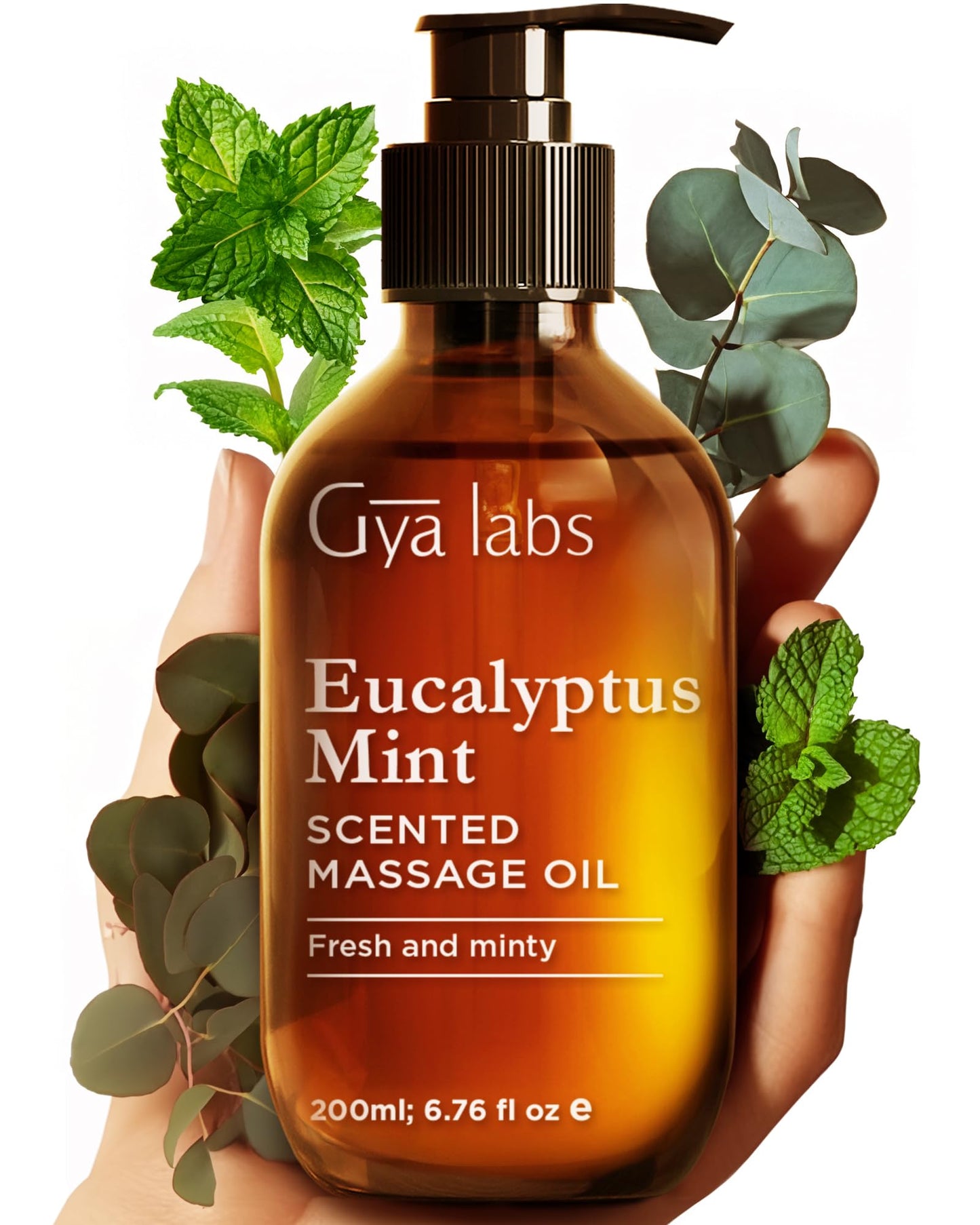 Gya Labs Eucalyptus Mint Massage Oil – 6.76 Fl Oz | Non-Greasy for Sore Muscles, Deep Relaxation & All Skin Types