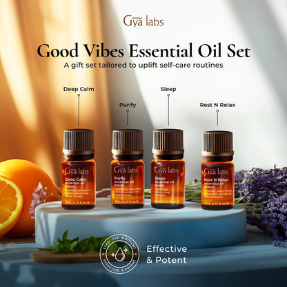 Gya Labs Good Vibes Essential Oil Set (0.17 Fl Oz×8) – Diffuser, Aromatherapy & DIY Candle Scents