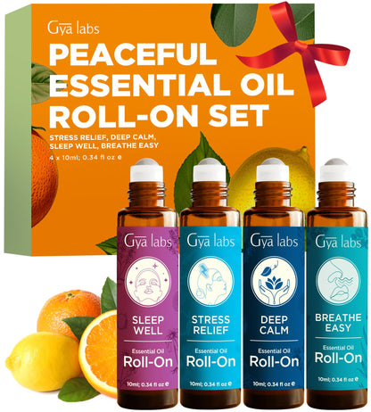 Gya Labs Peaceful Roll-On Set – Calming Essential Oils, 0.34 Fl Oz Each