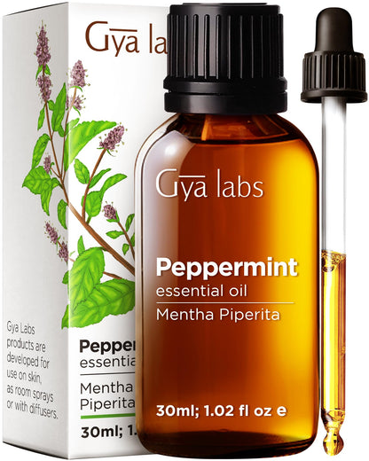Gya Labs Peppermint Essential Oil 1.02 fl oz – 100% Pure for Hair, Skin, Teeth, Gums, Diffuser & DIY Candles