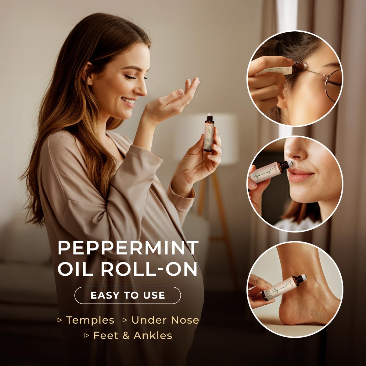 Gya Labs Peppermint Essential Oil Roll-On – 0.34 fl oz Travel Size