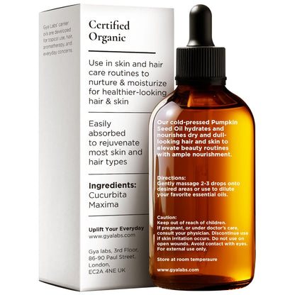 Gya Labs Pumpkin Seed Carrier Oil 3.4 oz | Hair, Skin & Scalp