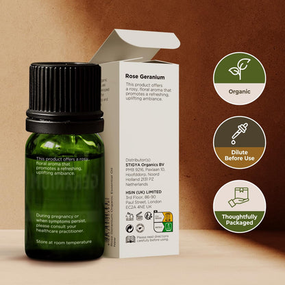 Gya Labs Organic Rose Geranium Essential Oil - 0.34 fl oz | Skin, Hair, Diffuser, Aromatherapy, DIY Candle Making Scents