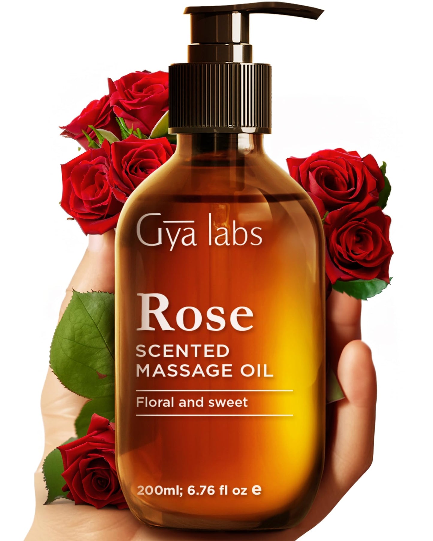 Gya Labs Rose Massage Oil – 6.76 fl oz | Non-Greasy, Relaxation & All Skin Types