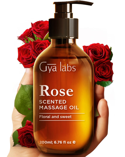 Gya Labs Rose Massage Oil – 6.76 fl oz | Non-Greasy, Relaxation & All Skin Types