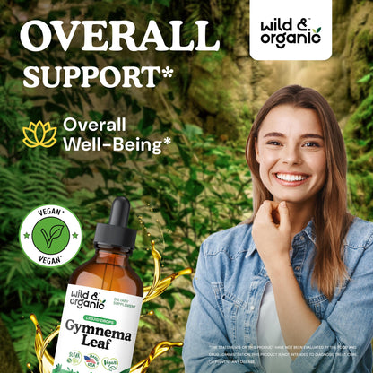 Wild & Organic Gymnema Sylvestre Extract Drops – Sugar-Free, Alcohol-Free, Vegan (2 x 4 oz)