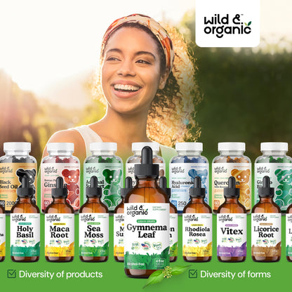 Wild & Organic Gymnema Sylvestre Extract Drops – Sugar-Free, Alcohol-Free, Vegan (2 x 4 oz)