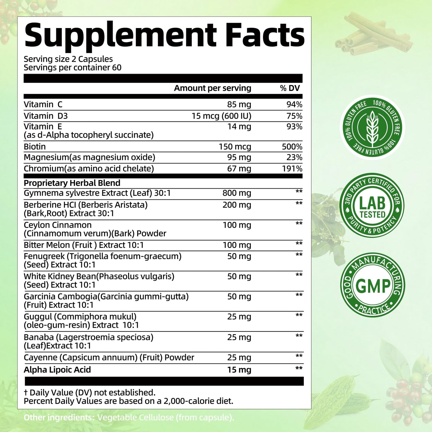 Gymnema Sylvestre 24,000 mg | 17-in-1 Herbal Complex with Berberine, Cinnamon & Chromium
