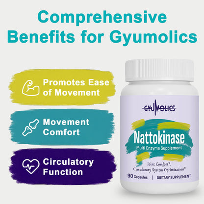 Gyumolics Nattokinase 10000FU – Organic Enzyme Blend for Movement Comfort, 180 Capsules