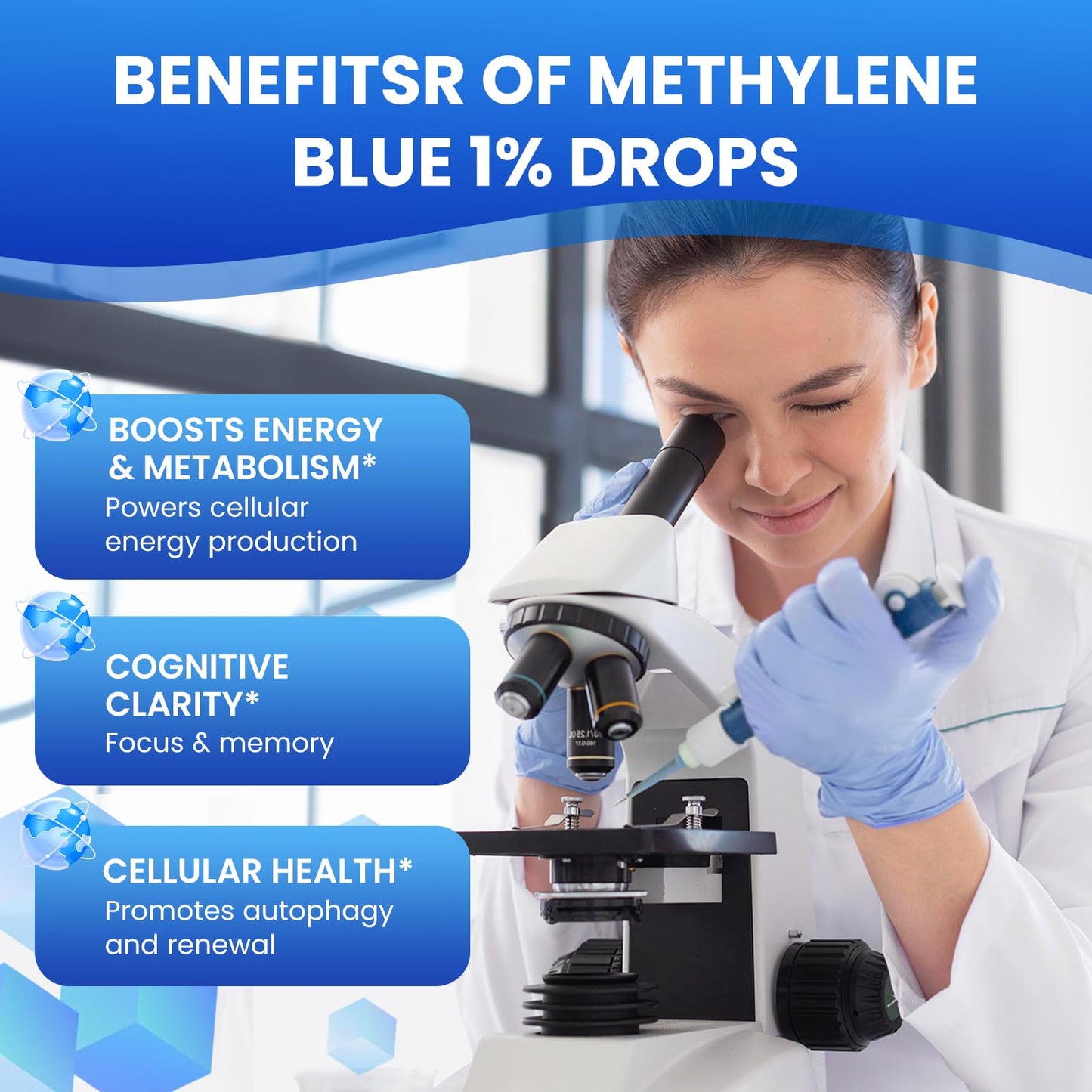 GZ HAOYUAN Methylene Blue Drops 1% USP Grade – Brain Health & Cellular Metabolism (2 fl oz)