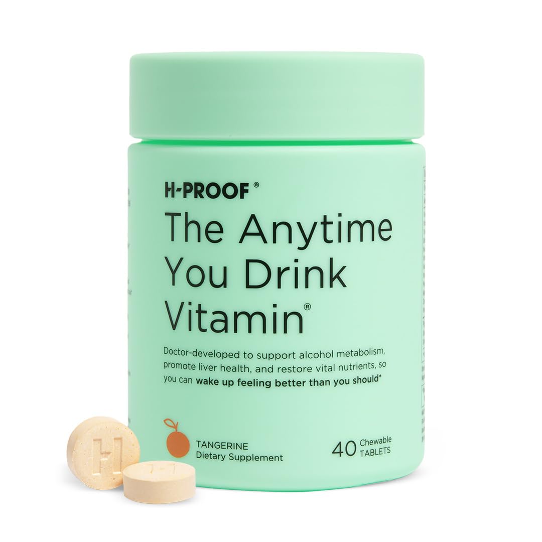 H-PROOF The Anytime You Drink Vitamin – Metabolism Support, Liver Health & Immunity with Electrolytes | 40 Chewable Tablets (Vegan, Tangerine)