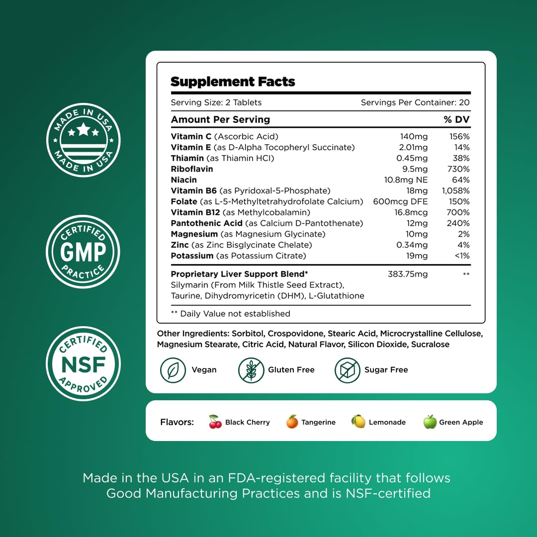 H-PROOF The Anytime You Drink Vitamin — Post-Drink Metabolism + Liver Health, Immunity Support, Vegan, 40 Chewables