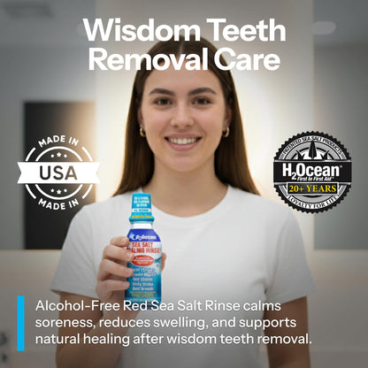 H2Ocean Healing Rinse Mouthwash - Arctic Ocean Mint 8oz | Sea Salt & Xylitol, Alcohol & Fluoride Free