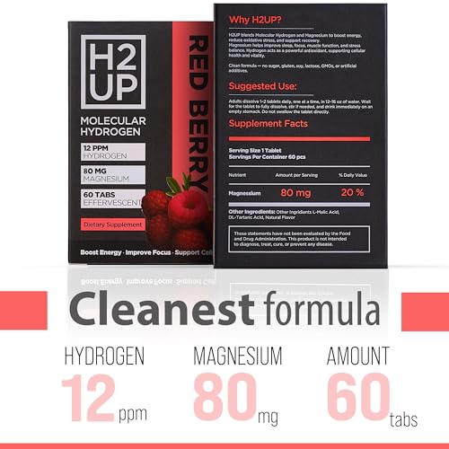H2UP Sugar-Free Molecular Hydrogen Tablets – 60 Count, 12 PPM Hydrogen