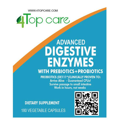 H4U Advanced Digestive Enzymes: Probiotics, Prebiotics & Enzymes (Vegetarian, 180 Count) – For Women & Men
