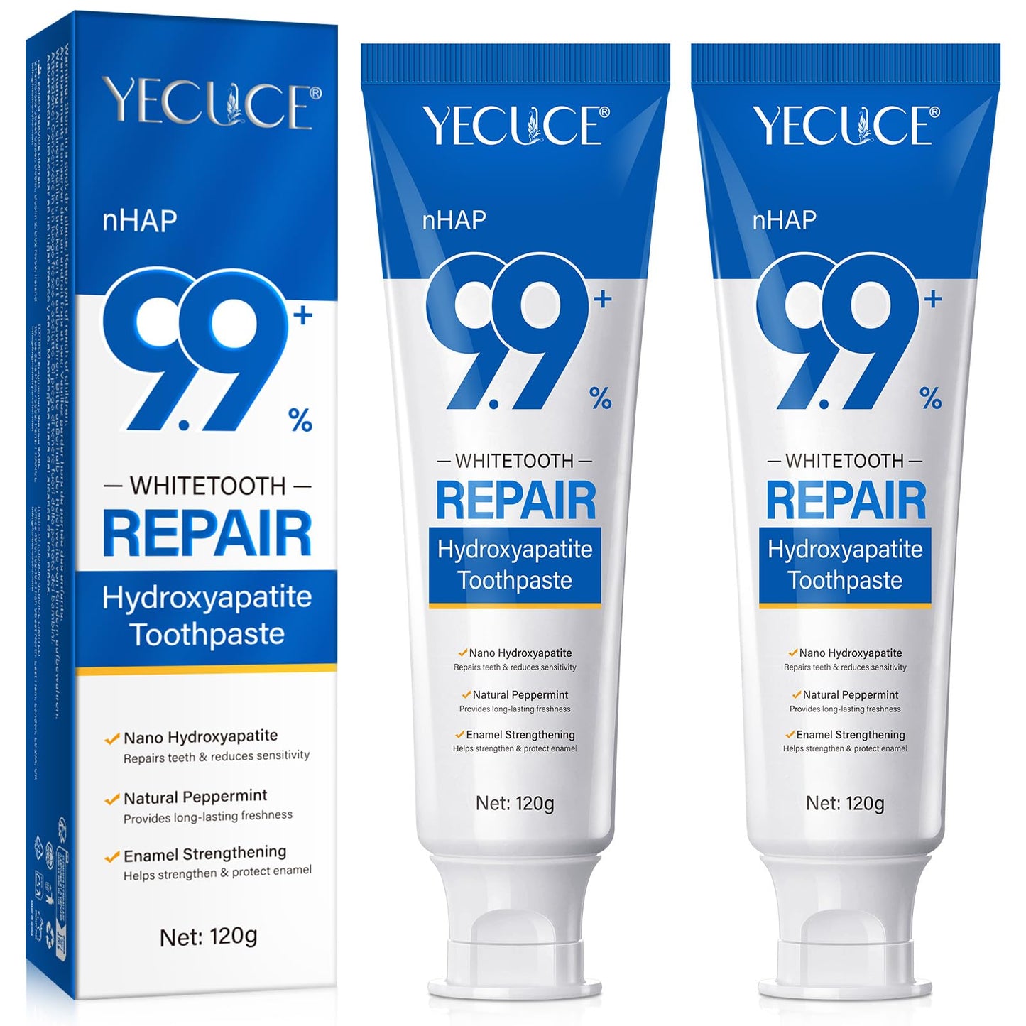 9.9% Hydroxyapatite Toothpaste – Enamel Protection & Strengthening (2PC) – Gentle Mint