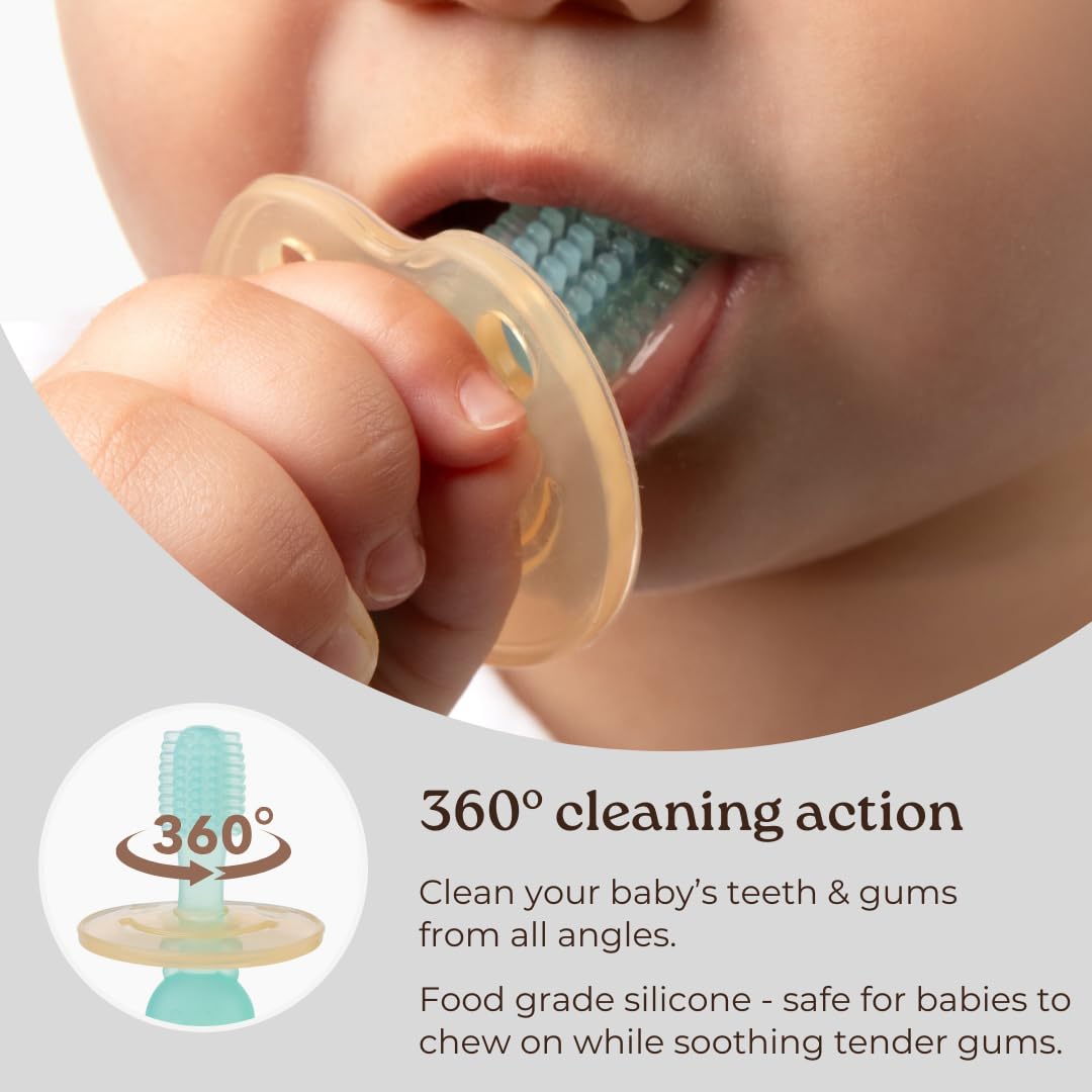Haakaa 360° Silicone Baby Toothbrush – Soft, BPA-Free, 6+ Months