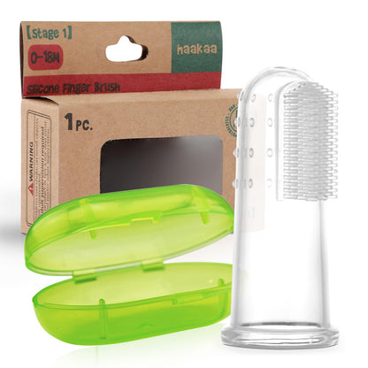 Haakaa Silicone Baby Finger Toothbrush Set - Soft Bristle with Case