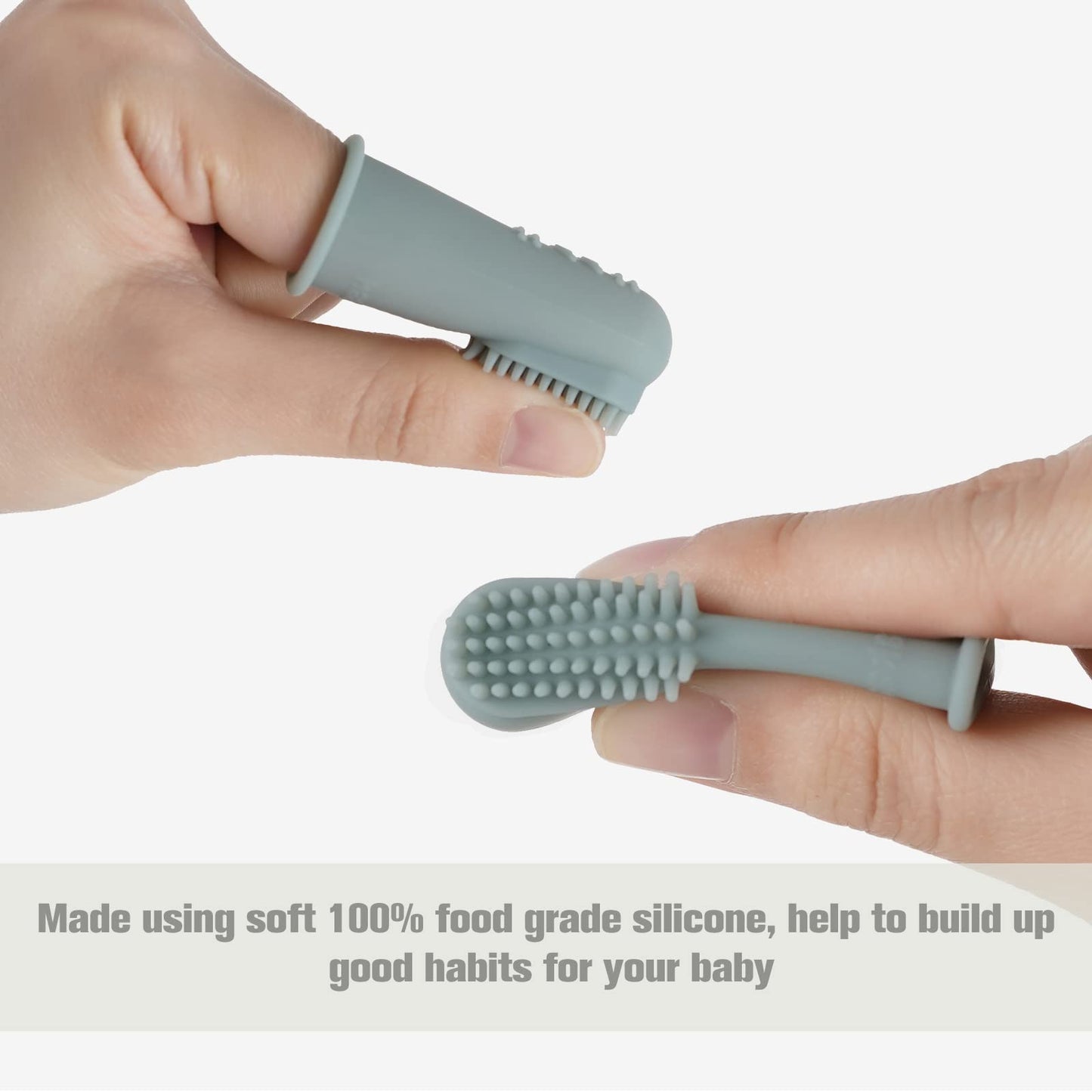 Haakaa Silicone Baby Finger Toothbrush – 0 Months+ | 2 Pack – Pea Green