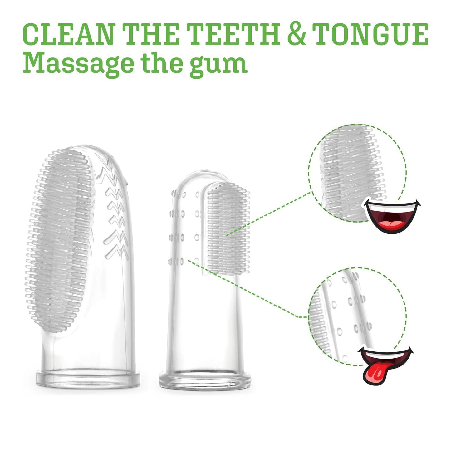 Haakaa Silicone Baby Finger Toothbrush Set - 360° Bristles | 2-Pack, BPA Free, 0m+