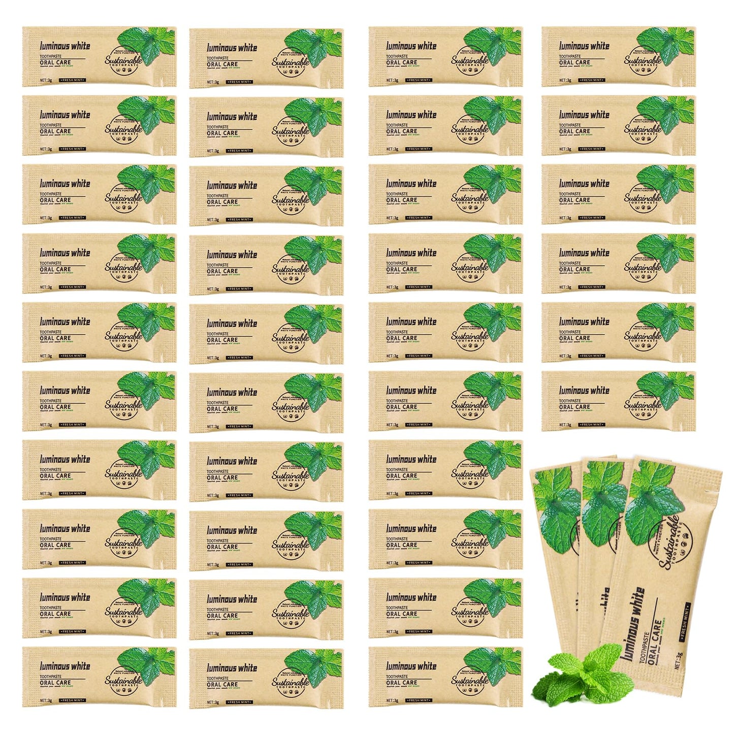 HAIFOTRVA 50 Pack Too Small Bulk Travel Size Toothpaste – 0.105 oz Mint Mini for Hotels & Guests