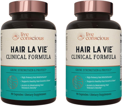 Hair La Vie Live Conscious Clinical Formula Hair Vitamins – Biotin & Saw Palmetto (2-Pack)