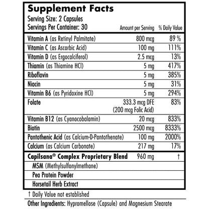 Hairfinity Hair Vitamins – Biotin, Amino Acids & Capilsana Complex | Vegan 120 Veggie Capsules