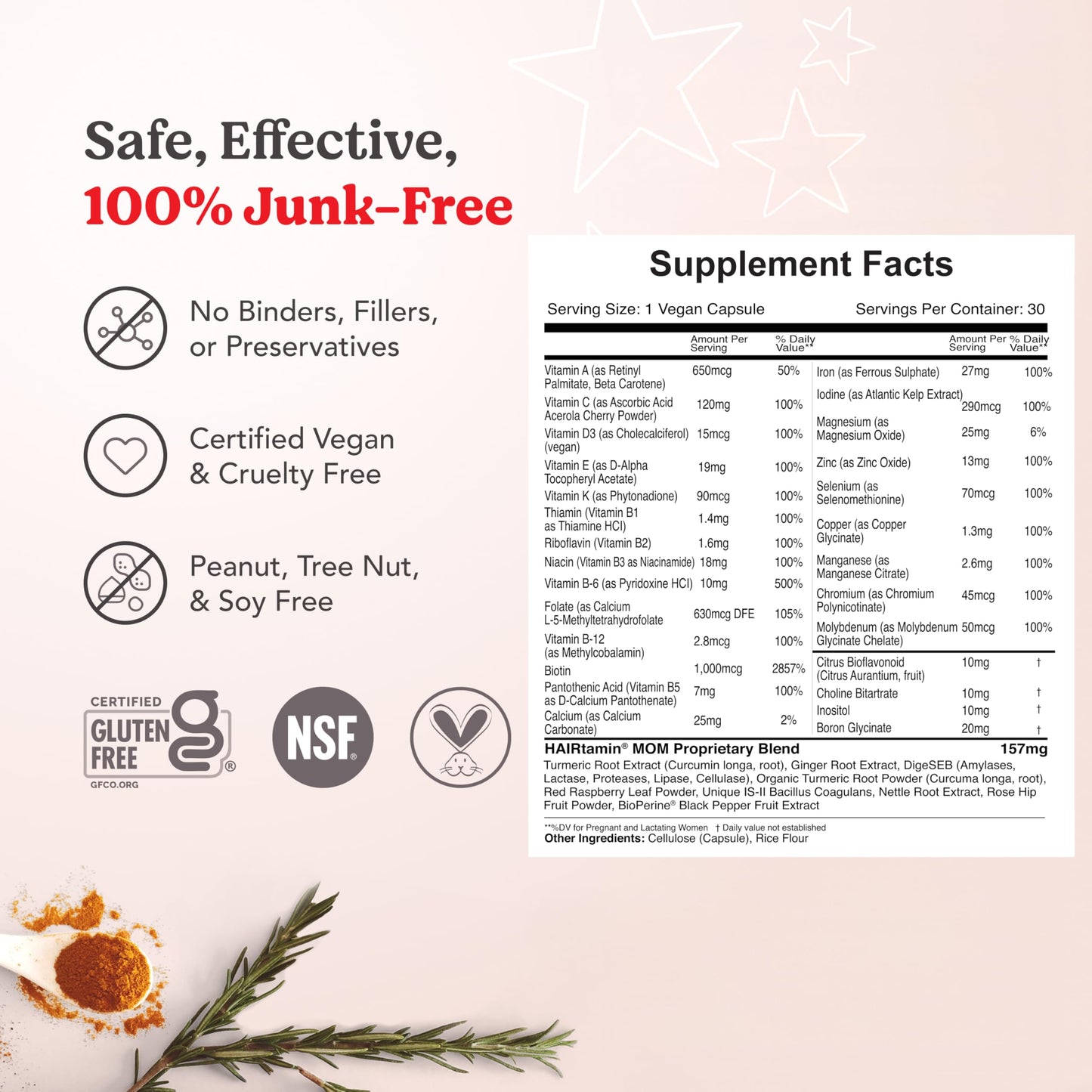 HAIRtamin MOM Vegan Prenatal & Postnatal Multivitamin – Hair, Nails & Skin Support | 3-Pack
