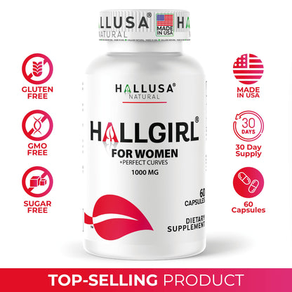Hallusa Natural HALLGIRL Aguaje Curves Capsules – 1000mg for Women (60 Capsules)