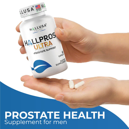 Hallusa Natural HallPROST Ultra Prostate Health Supplement for Men – Saw Palmetto, Lycopene, Pygeum, Zinc, Magnesium, Vitamin E | 60 Capsules