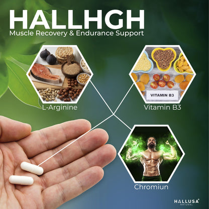 Hallusa Natural HGH Complex - Amino Acid Supplement | 60 Tablets