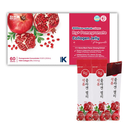 HAMCHOROK RG+ Anti-Aging Pomegranate Collagen Jelly – 60 Sticks (20g Each) with Ginseng, Vitamin C & E