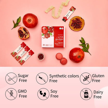 HAMCHOROK RG+ Anti-Aging Pomegranate Collagen Jelly – 60 Sticks (20g Each) with Ginseng, Vitamin C & E
