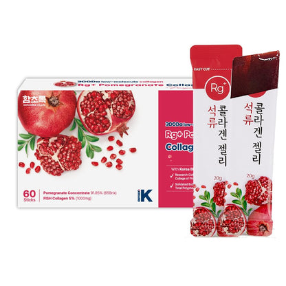 HAMCHOROK RG+ Anti-Aging Pomegranate Collagen Jelly – 60 Sticks (20g Each) with Ginseng, Vitamin C & E