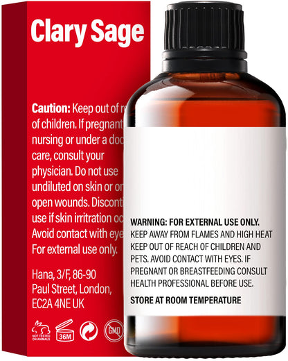 H'ana Clary Sage Essential Oil 1.02 fl oz | Hair, Skin, Diffuser