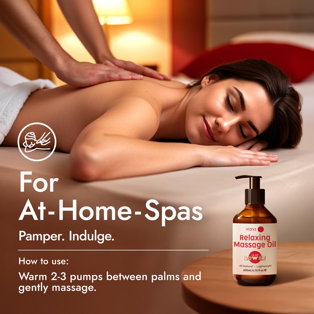 H'ana Relaxing Massage Oil – 6.76 Fl Oz | Pure Vanilla Body Oil