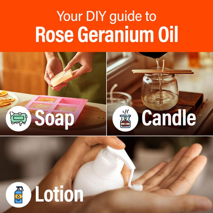H'ana Rose Geranium Essential Oil - 1.02 Fl Oz | Hair, Skin, Diffuser & DIY