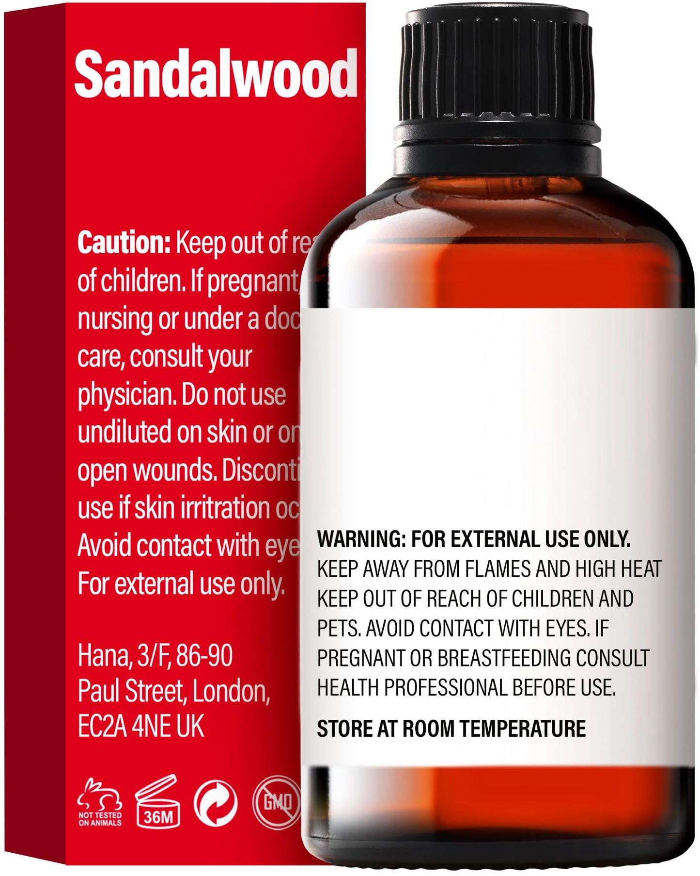 H'ana Sandalwood Essential Oil 1.02 Fl oz – Hair, Skin, Diffuser & DIY