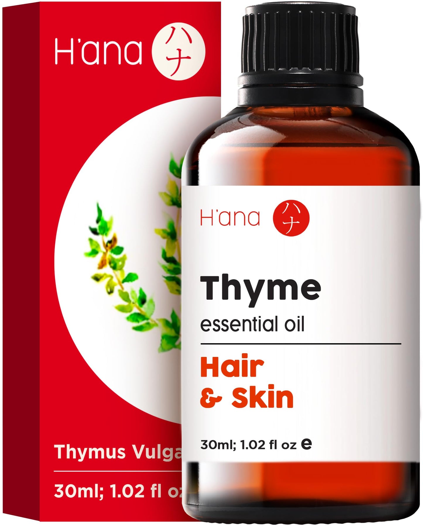 H'ana Thyme Essential Oil - 1.02 Fl Oz - for Hair, Skin, Diffuser, Aromatherapy, DIY Candle & Soap Making