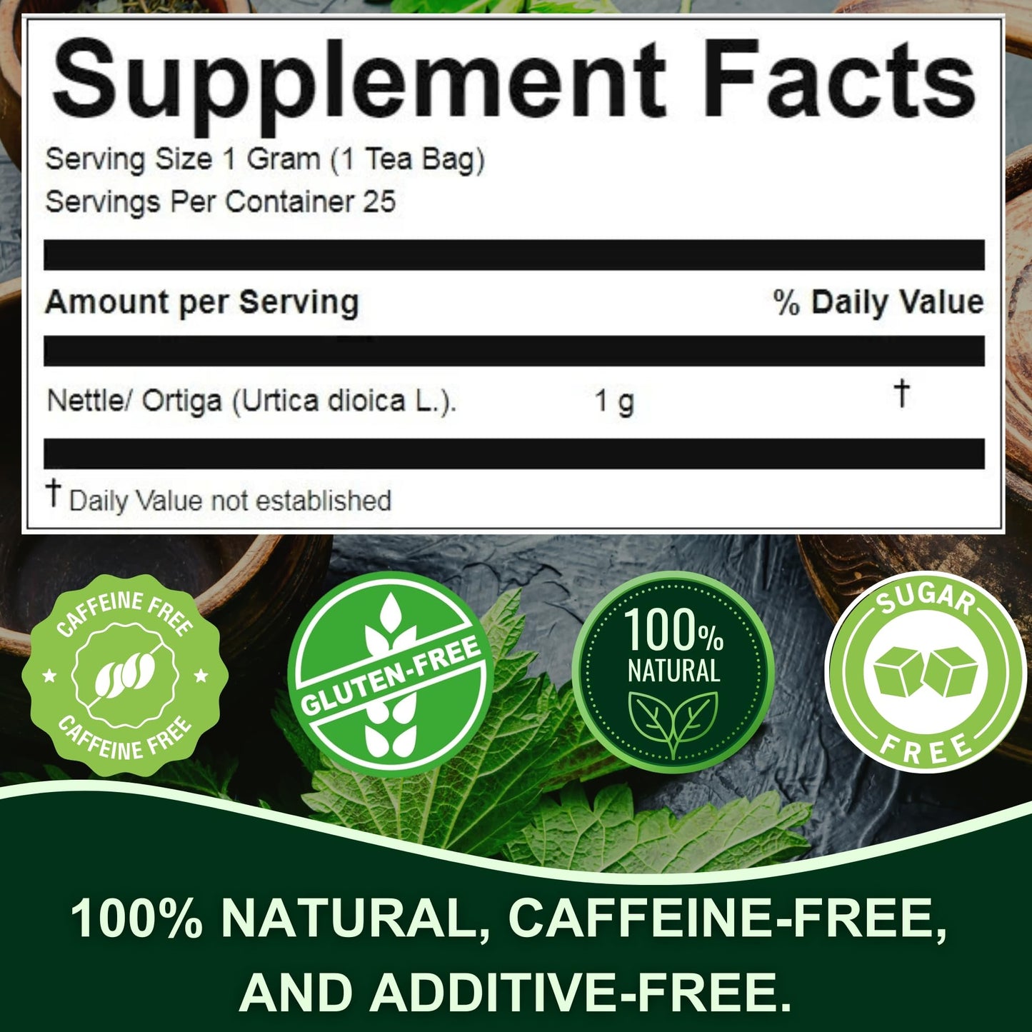 Hanan Nettle Tea - 25 Tea Bags | Stinging Nettle Leaf & Root – All-Natural Herbal Tea from Peru