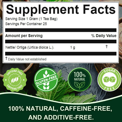 Hanan Nettle Tea - 25 Tea Bags | Stinging Nettle Leaf & Root – All-Natural Herbal Tea from Peru