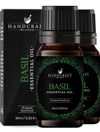 Handcraft Blends Basil Essential Oil – 0.33 fl oz Pack of 2 – 100% Pure & Natural Premium Grade for Diffuser, Aromatherapy, Skin, Massage, Candle & Soap Making