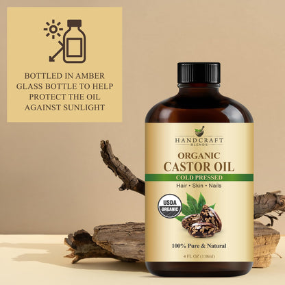 Handcraft Blends Cold-Pressed Organic Castor Oil 4 Oz - Pure & Natural