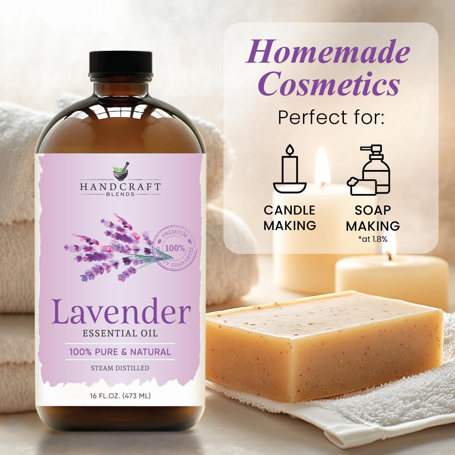 Handcraft Blends Lavender Essential Oil – 16 fl oz | 100% Pure & Natural