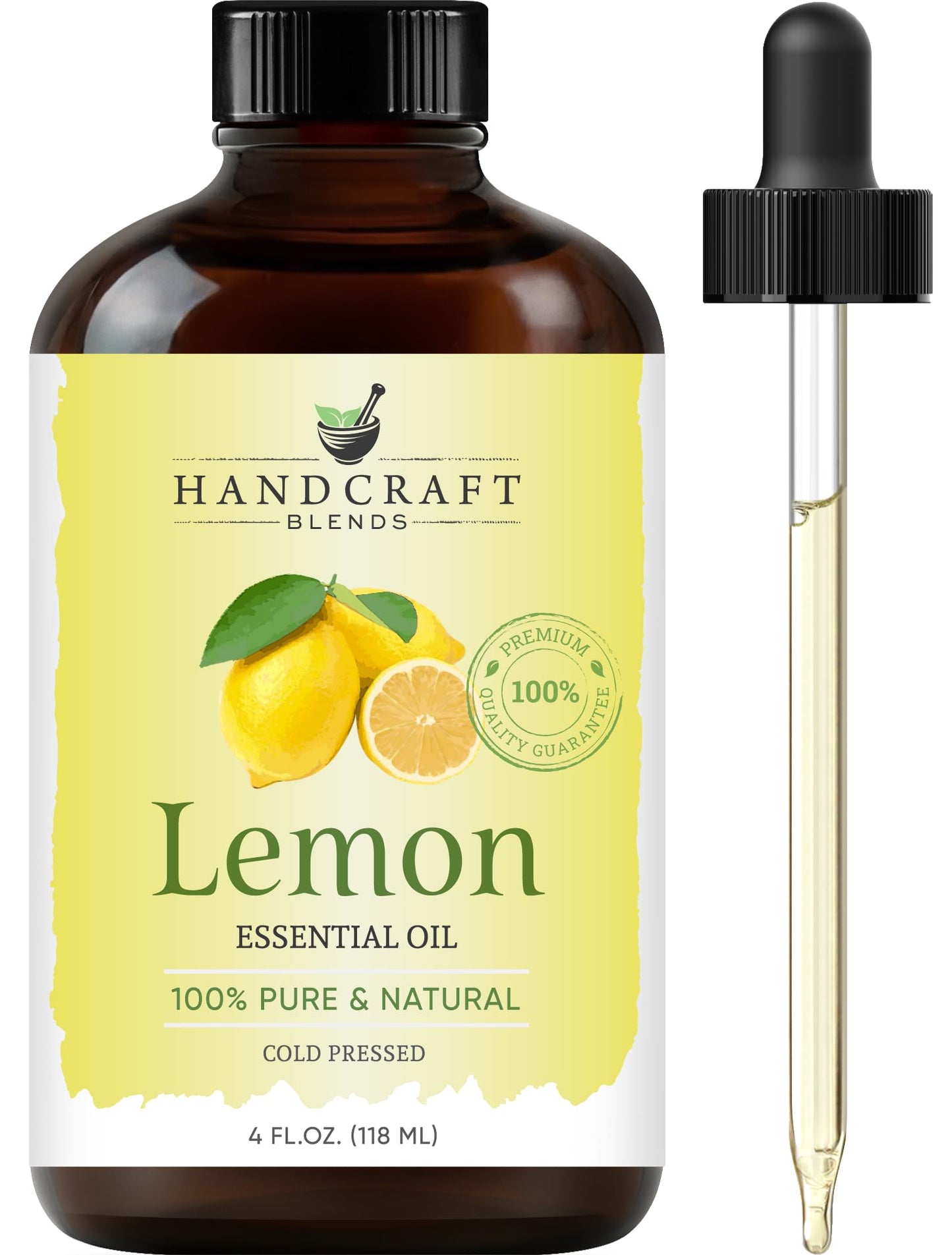 Handcraft Blends Lemon Essential Oil – 4 oz, 100% Pure & Natural | Premium Grade for Diffuser, Aromatherapy, Skin, Massage, Candle & Soap