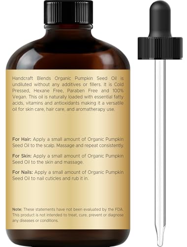 Handcraft Blends Cold-Pressed Organic Pumpkin Seed Oil – 4 Fl Oz (Pack of 3) – 100% Pure Carrier Oil for Hair, Skin, Nails & Massage
