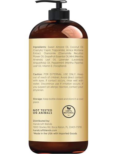 Handcraft Blends Sore Muscle Massage Oil 8oz – Arnica, Chamomile, Lavender & Peppermint