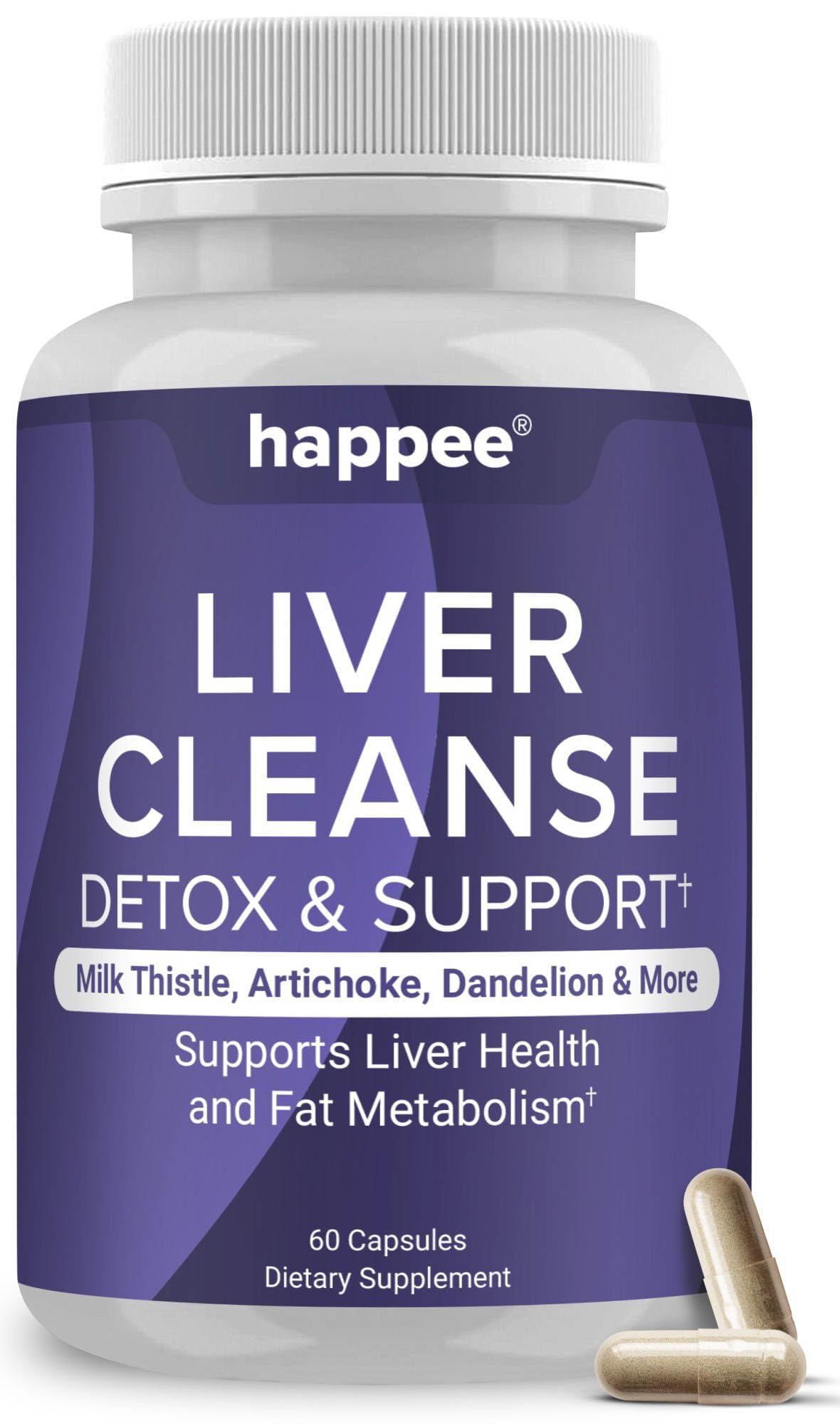 Happee Liver Cleanse Detox & Repair – Milk Thistle, Vegan, USA | 60 Caps